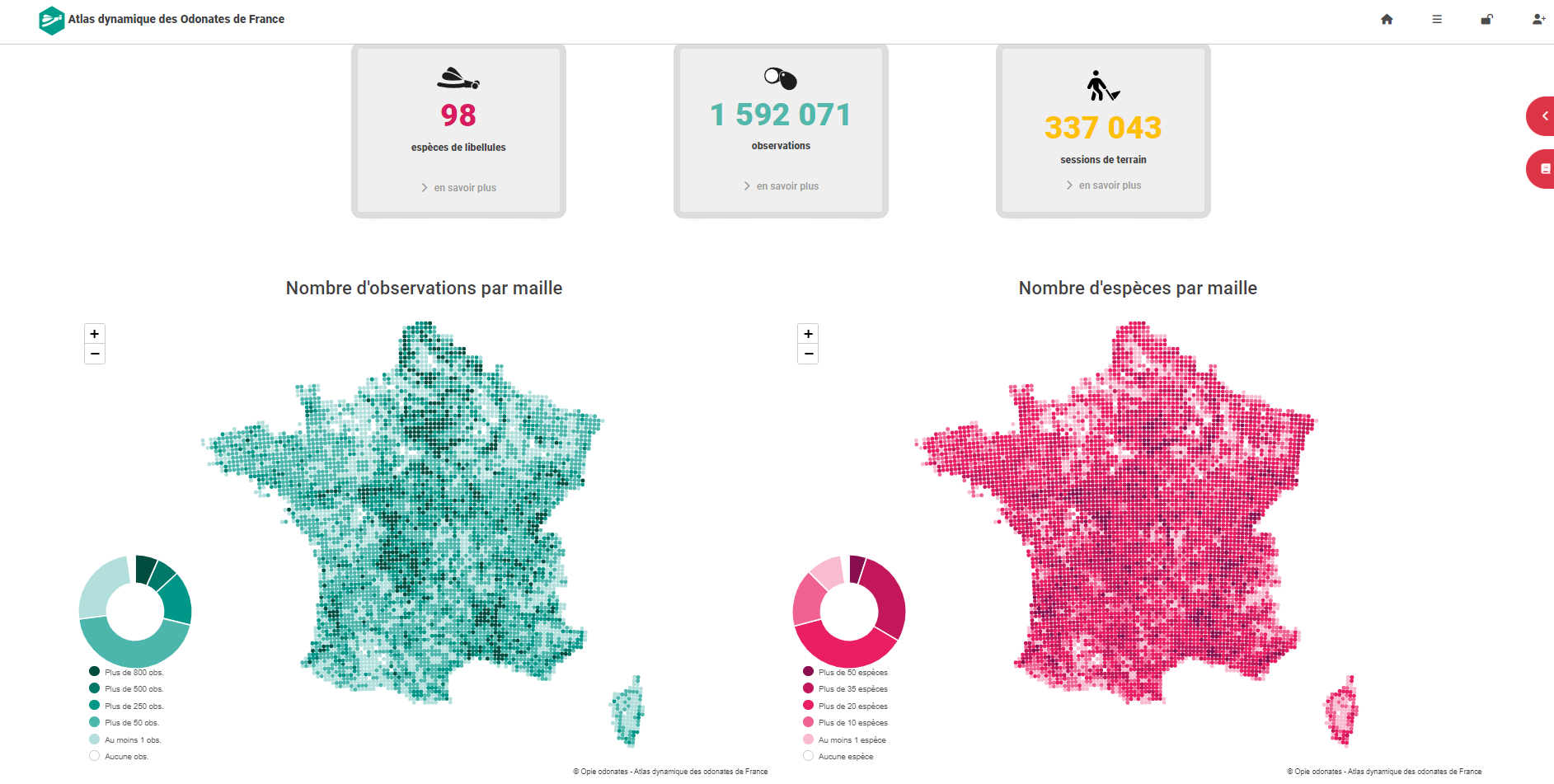 Atlas dynamique Odonates de France Cartographies