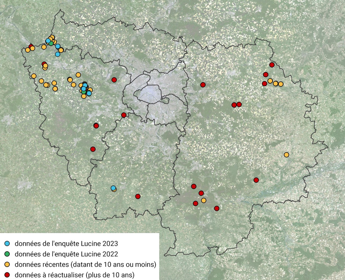 Cartographie de la répartition francilienne de la Lucine