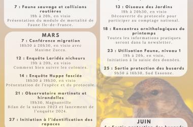 Calendrier naturaliste LPO îdF 1er semestre 2024